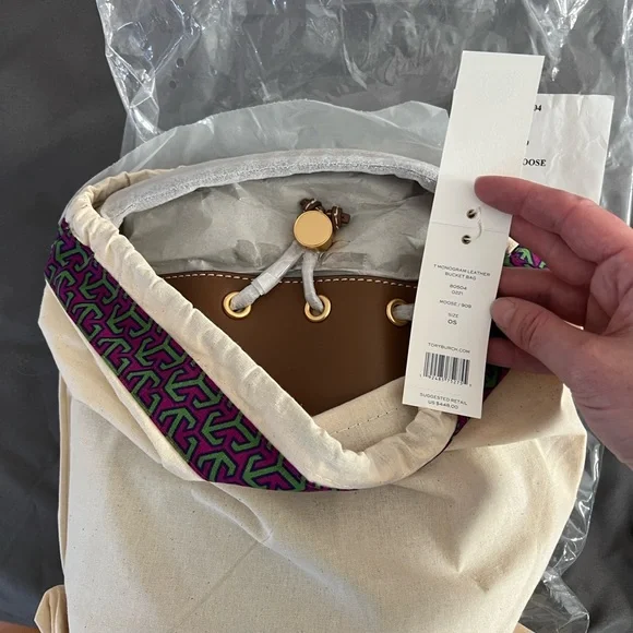 Tory Burch Moose Brown Leather Bucket Bag. NWT - Picture 2 of 9